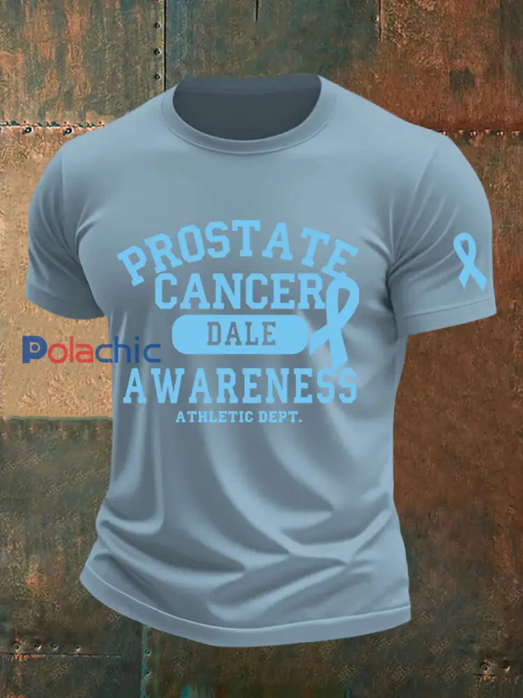 T shirt décontracté imprimé sensibilisation au cancer de la prostate pour hommes Bleu ciel / S