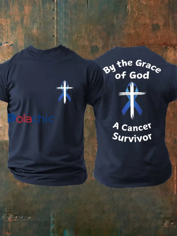 T shirt décontracté imprimé sensibilisation au cancer de la prostate pour hommes Bleu marine / S