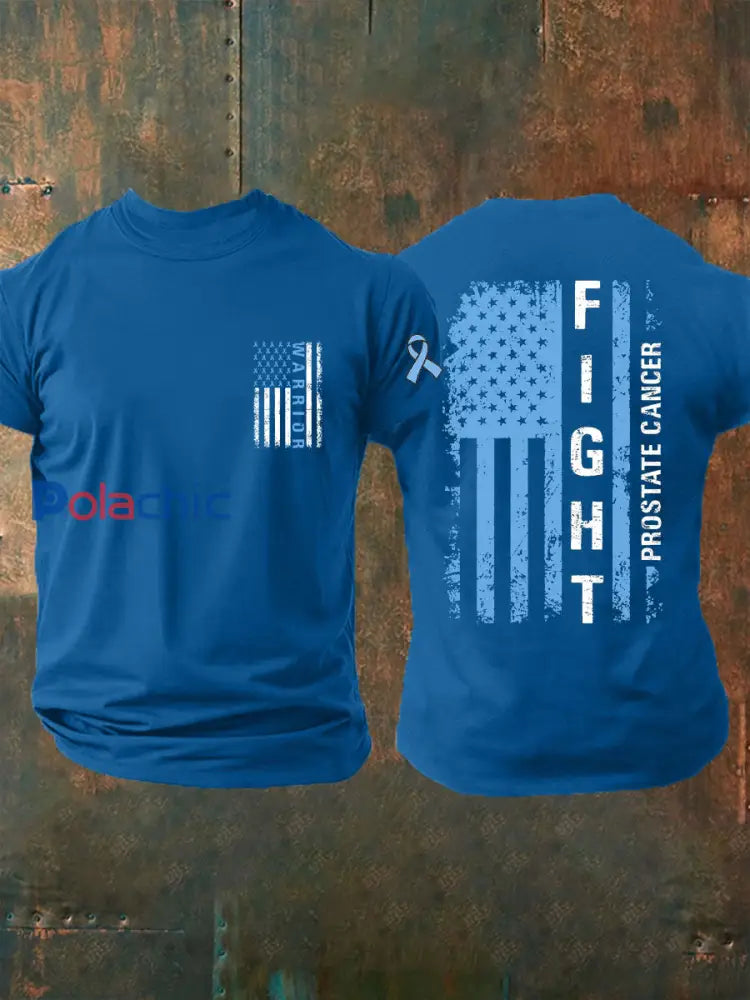T shirt décontracté imprimé sensibilisation au cancer de la prostate pour hommes Bleu / S