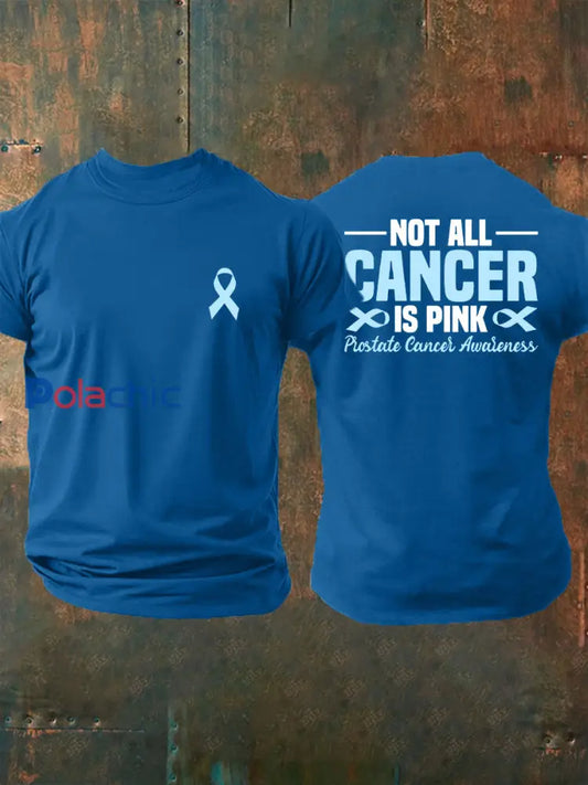 T shirt décontracté imprimé sensibilisation au cancer de la prostate pour hommes Bleu / S