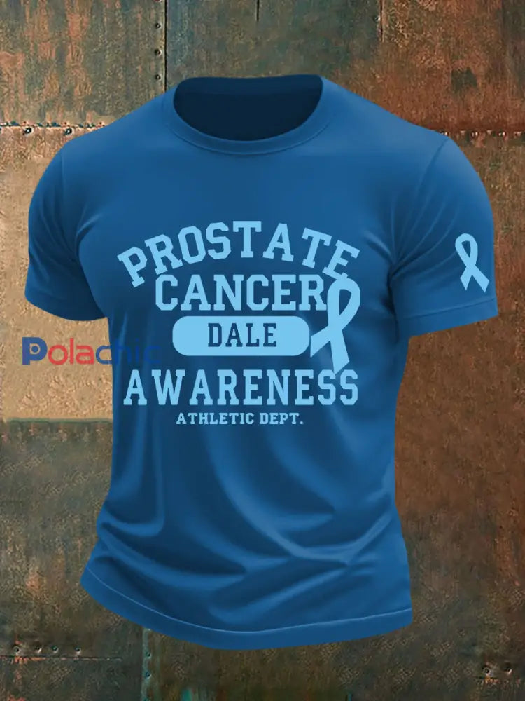 T shirt décontracté imprimé sensibilisation au cancer de la prostate pour hommes Bleu / S