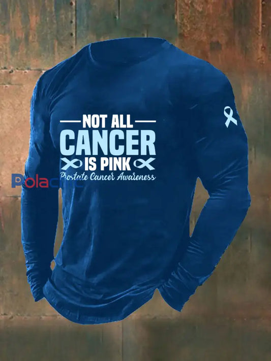 T shirt décontracté imprimé sensibilisation au cancer de la prostate pour hommes bleu / S
