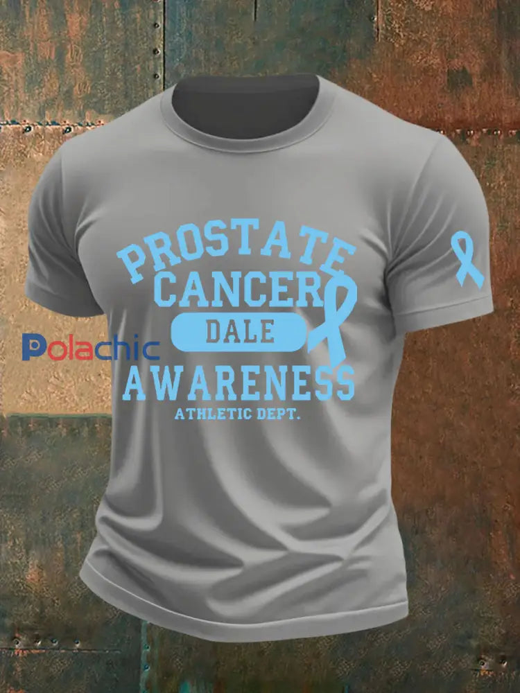 T shirt décontracté imprimé sensibilisation au cancer de la prostate pour hommes Gris clair / S