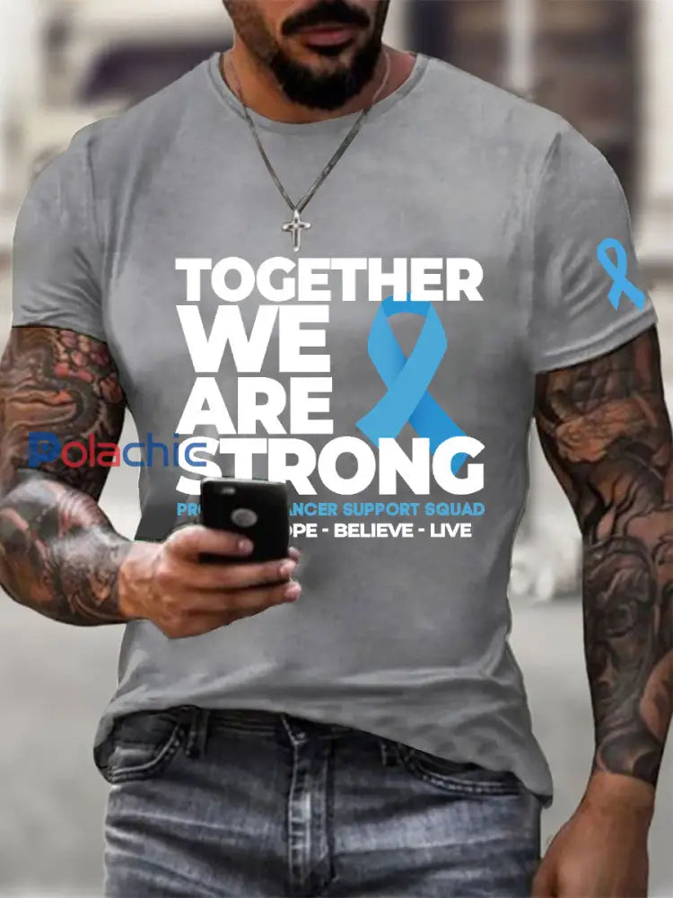 T shirt décontracté imprimé sensibilisation au cancer de la prostate pour hommes Gris clair / S