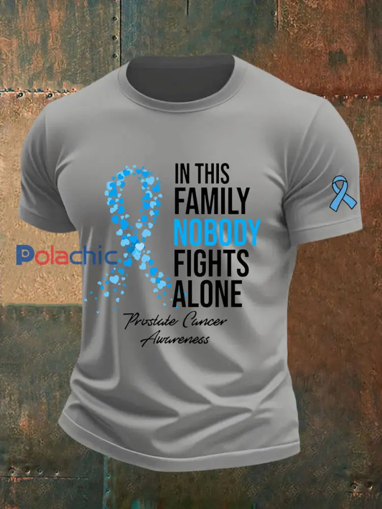T shirt décontracté imprimé sensibilisation au cancer de la prostate pour hommes Gris Clair / S