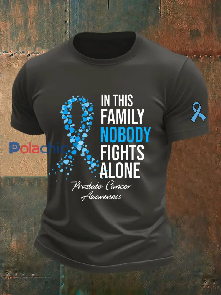 T shirt décontracté imprimé sensibilisation au cancer de la prostate pour hommes Gris Foncé / S