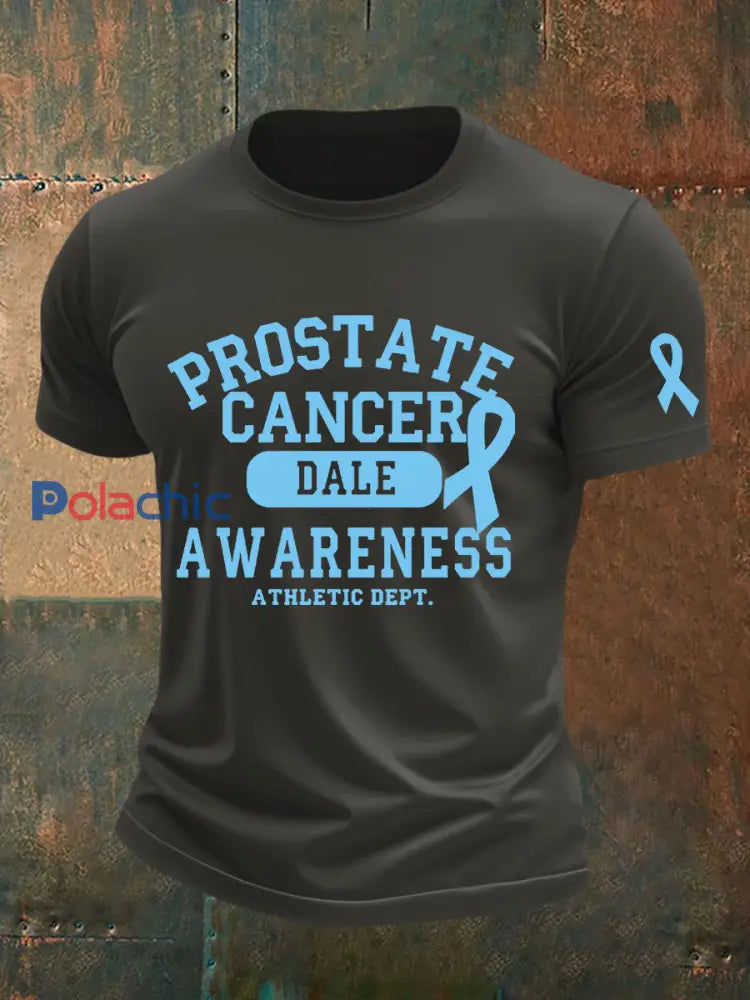 T shirt décontracté imprimé sensibilisation au cancer de la prostate pour hommes Gris foncé / S