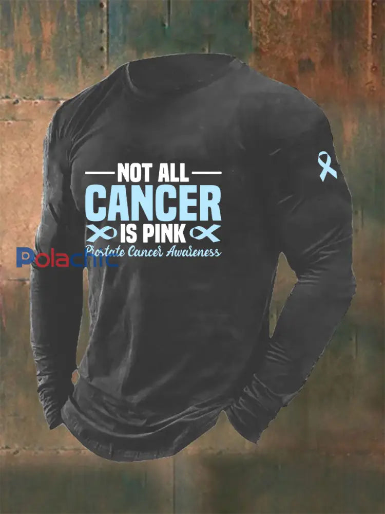 T shirt décontracté imprimé sensibilisation au cancer de la prostate pour hommes gris foncé / S