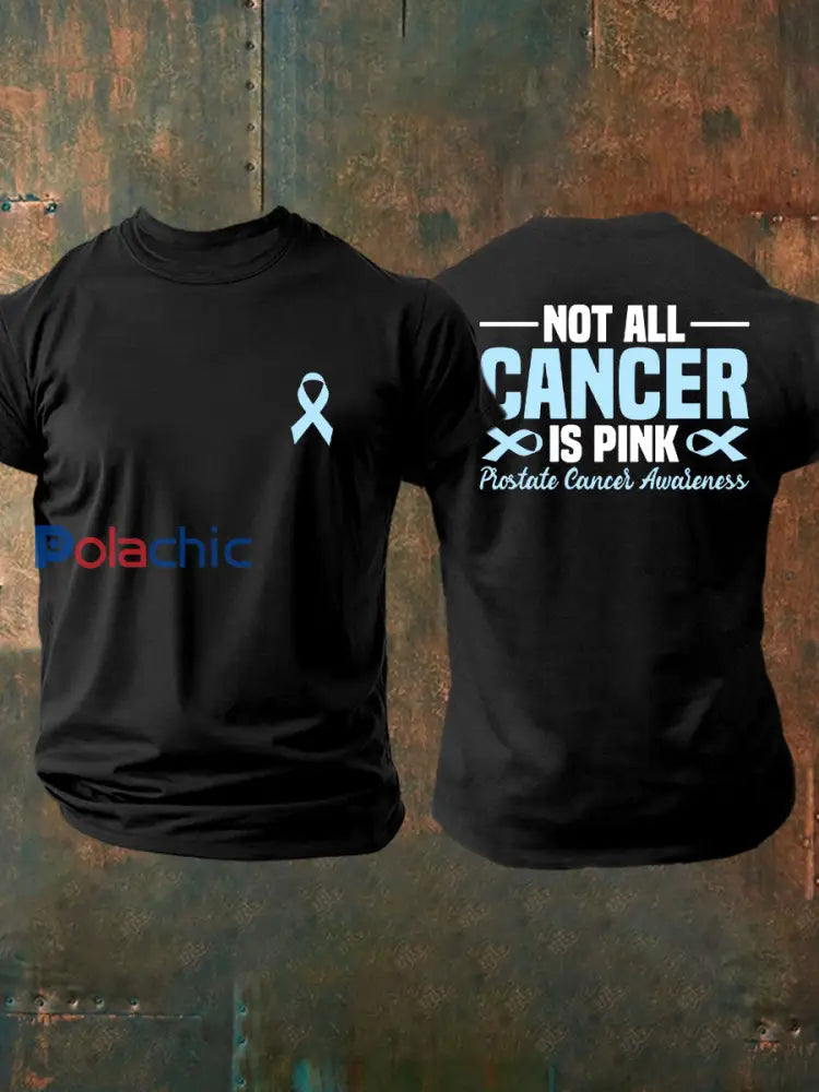 T shirt décontracté imprimé sensibilisation au cancer de la prostate pour hommes Noir / S