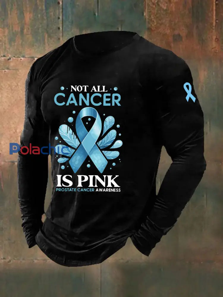 T shirt décontracté imprimé sensibilisation au cancer de la prostate pour hommes noir / S