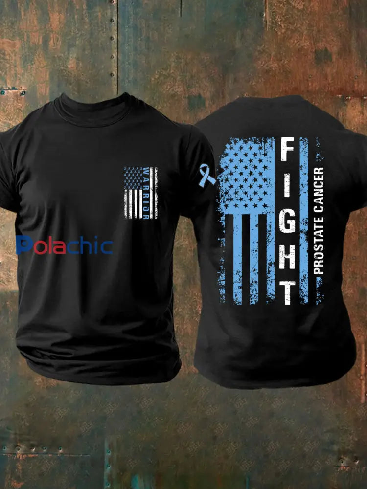 T shirt décontracté imprimé sensibilisation au cancer de la prostate pour hommes Noir / S