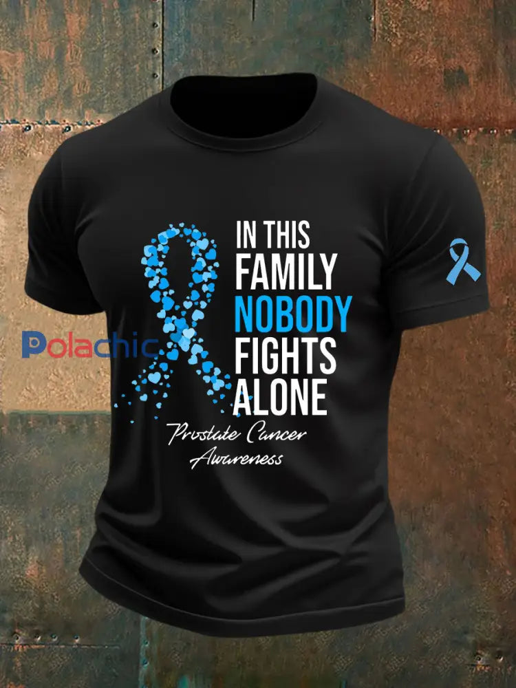 T shirt décontracté imprimé sensibilisation au cancer de la prostate pour hommes Noir / S