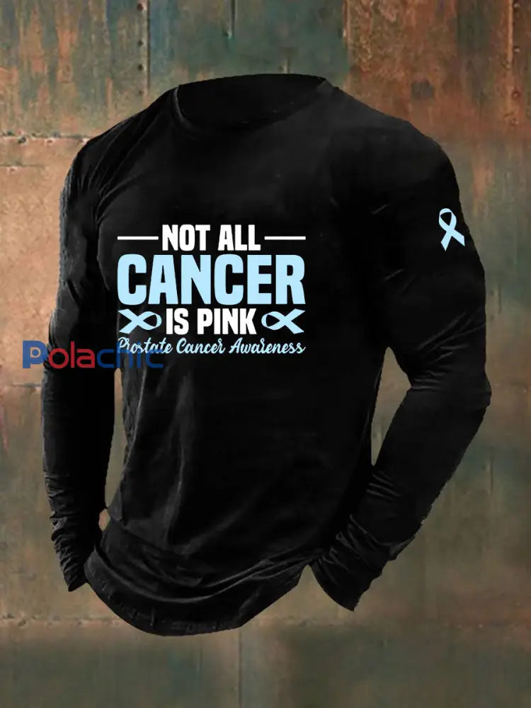 T shirt décontracté imprimé sensibilisation au cancer de la prostate pour hommes noir / S