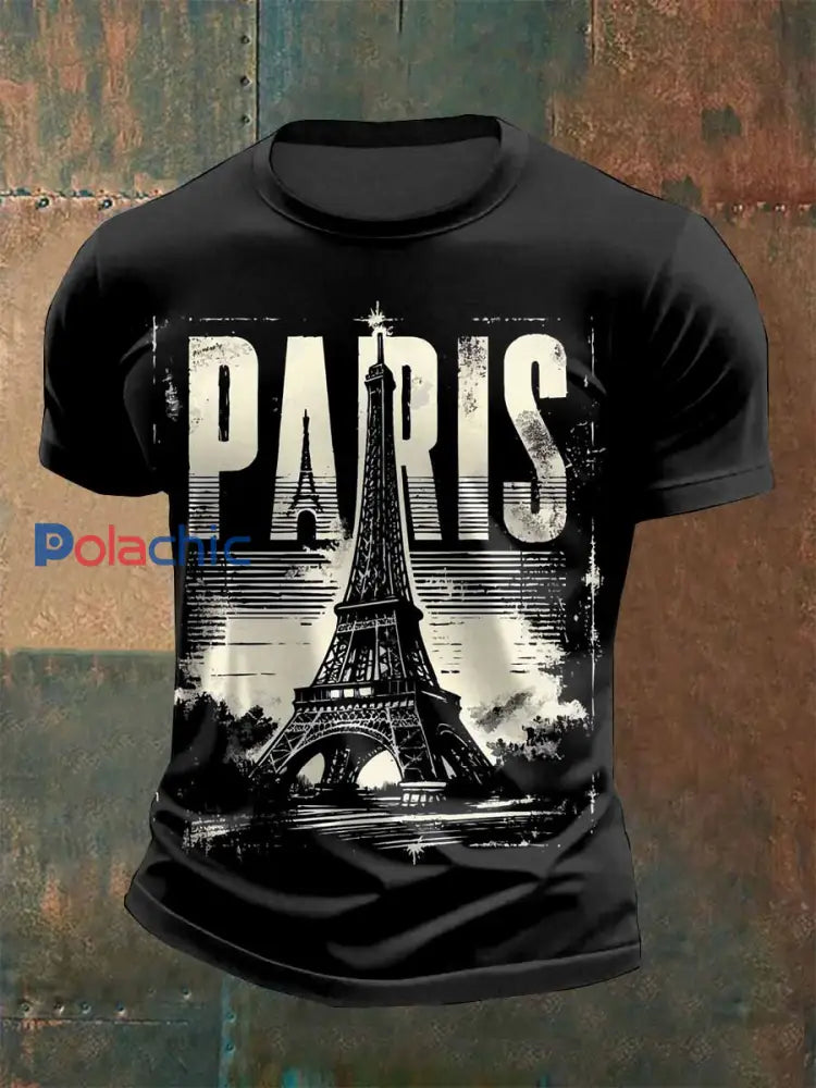 T-Shirt Décontracté Vintage À Motifs Parisiens Français comme image / S
