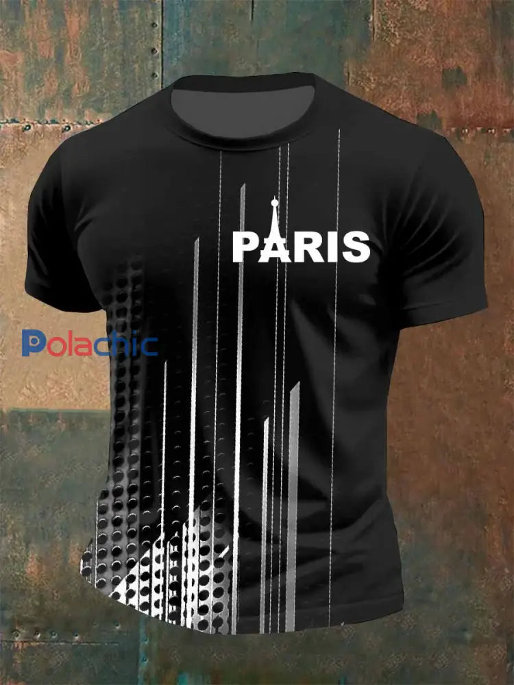 T-Shirt Décontracté Vintage À Motifs Parisiens Français comme image / S