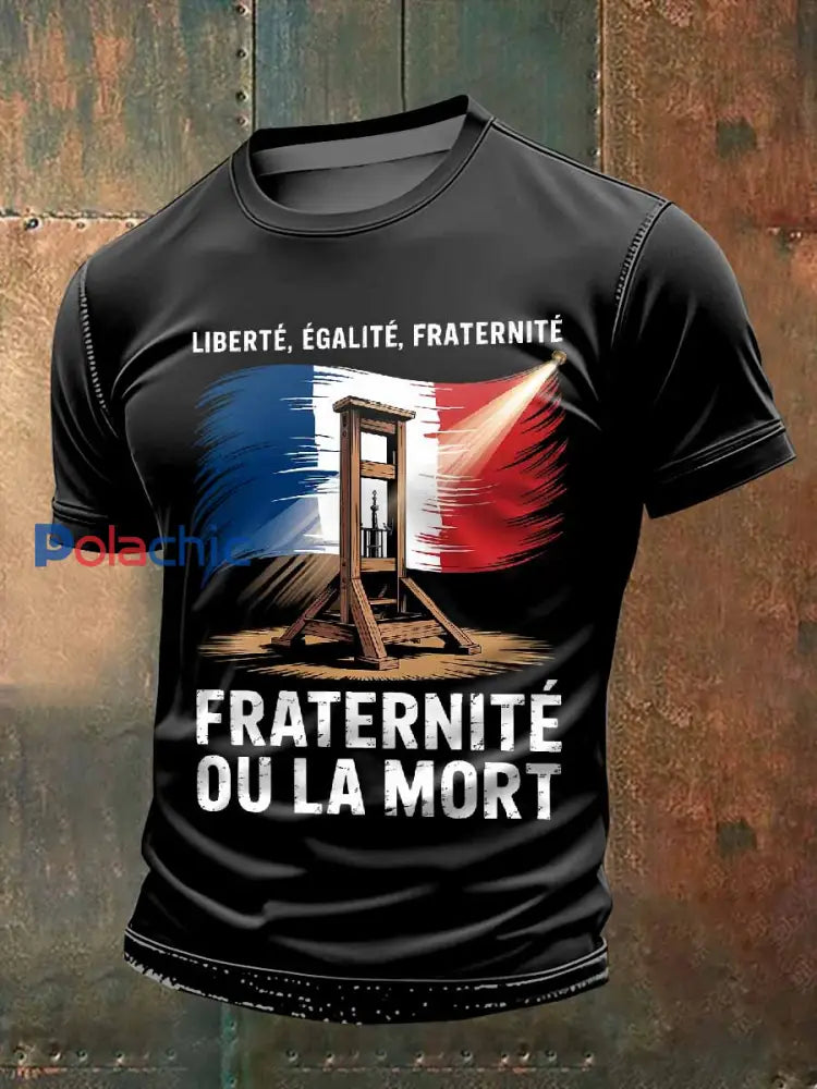 T Shirt Décontracté Vintage Révolution Française Imprimé comme image / M