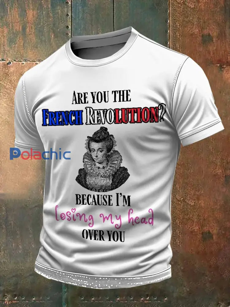 T Shirt Décontracté Vintage Révolution Française Imprimé comme image / M