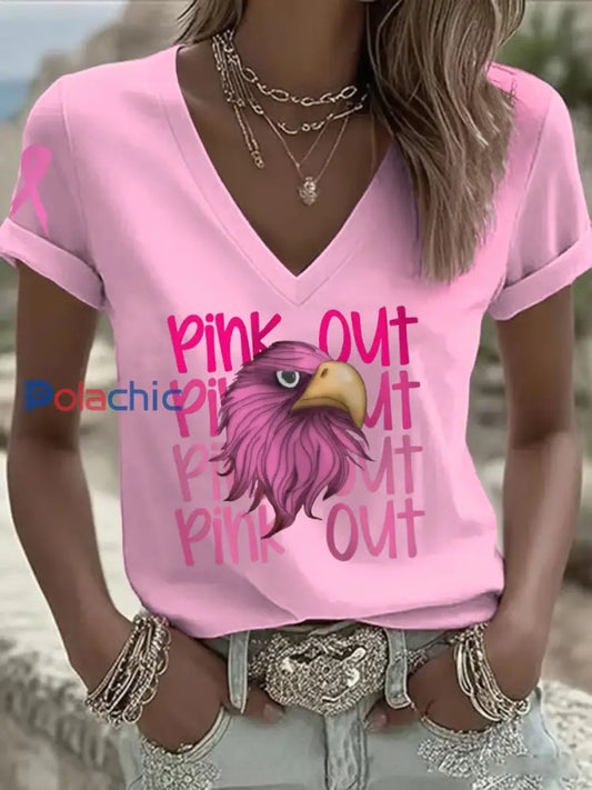 T shirt des fans de football du mois de la sensibilisation au cancer du sein pour femmes rose clair / S