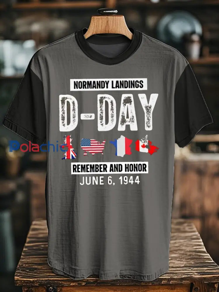 T-shirt du Jour J 1944 Normandie Military History pour homme Gris / S