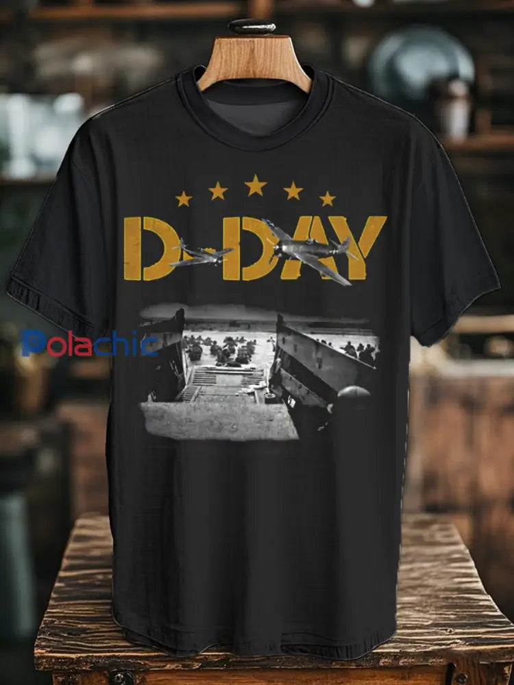 T-shirt du Jour J 1944 Normandie Military History pour homme Noir / S