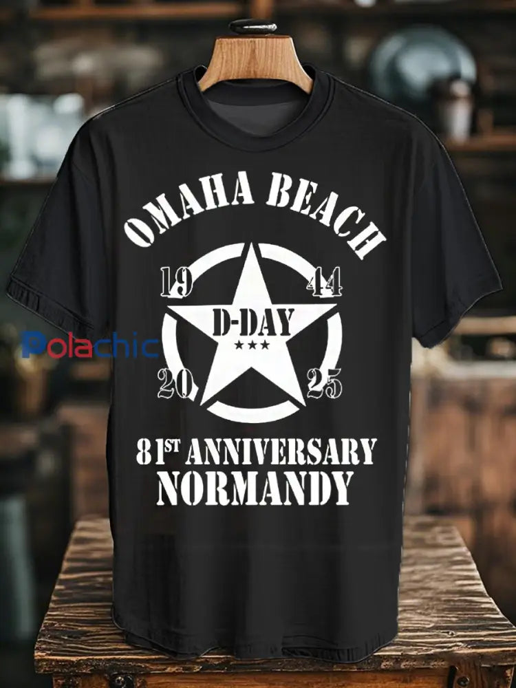 T-shirt du Jour J 1944 Normandie Military History pour homme Noir / S