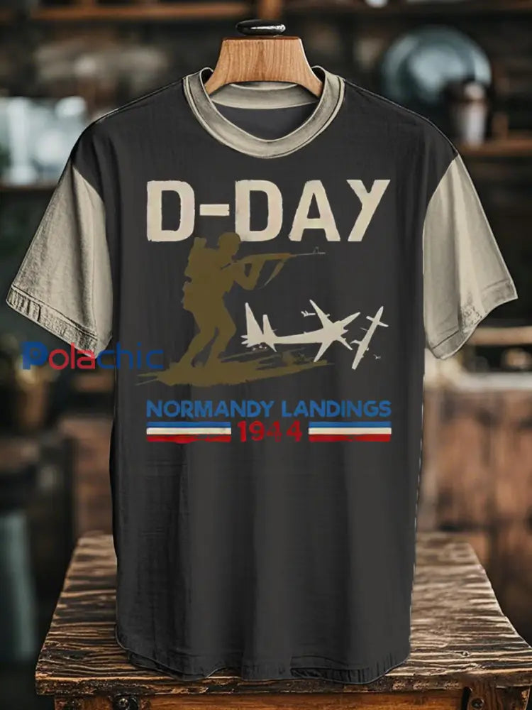 T-shirt du Jour J 1944 Normandie Military History pour homme Noir / S