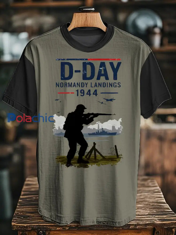 T-shirt du Jour J 1944 Normandie Military History pour homme vert armée / S