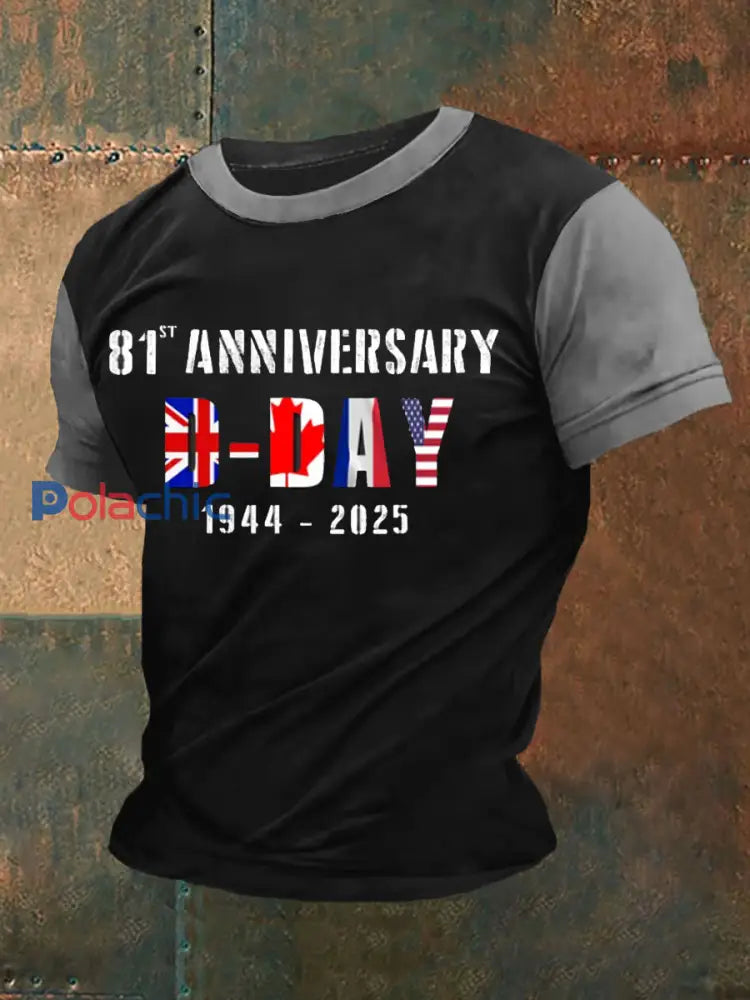 T-shirt du jour J pour hommes 1944 Normandie Battle Military History T-Shirt Noir / S
