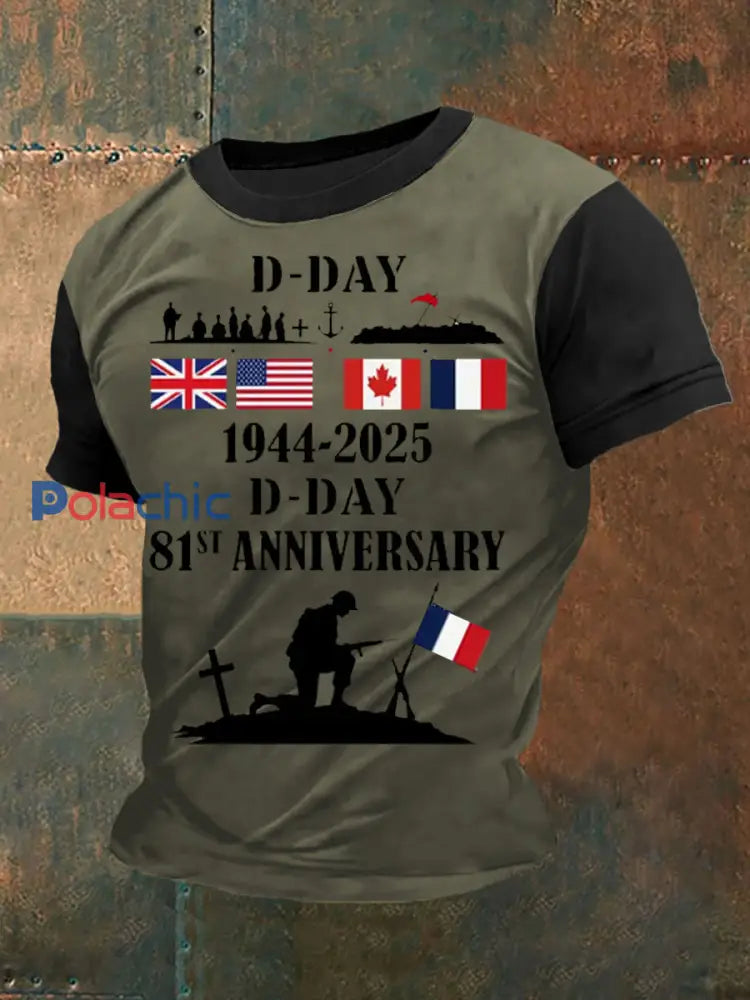 T-shirt du jour J pour hommes 1944 Normandie Battle Military History T-Shirt Noir / S