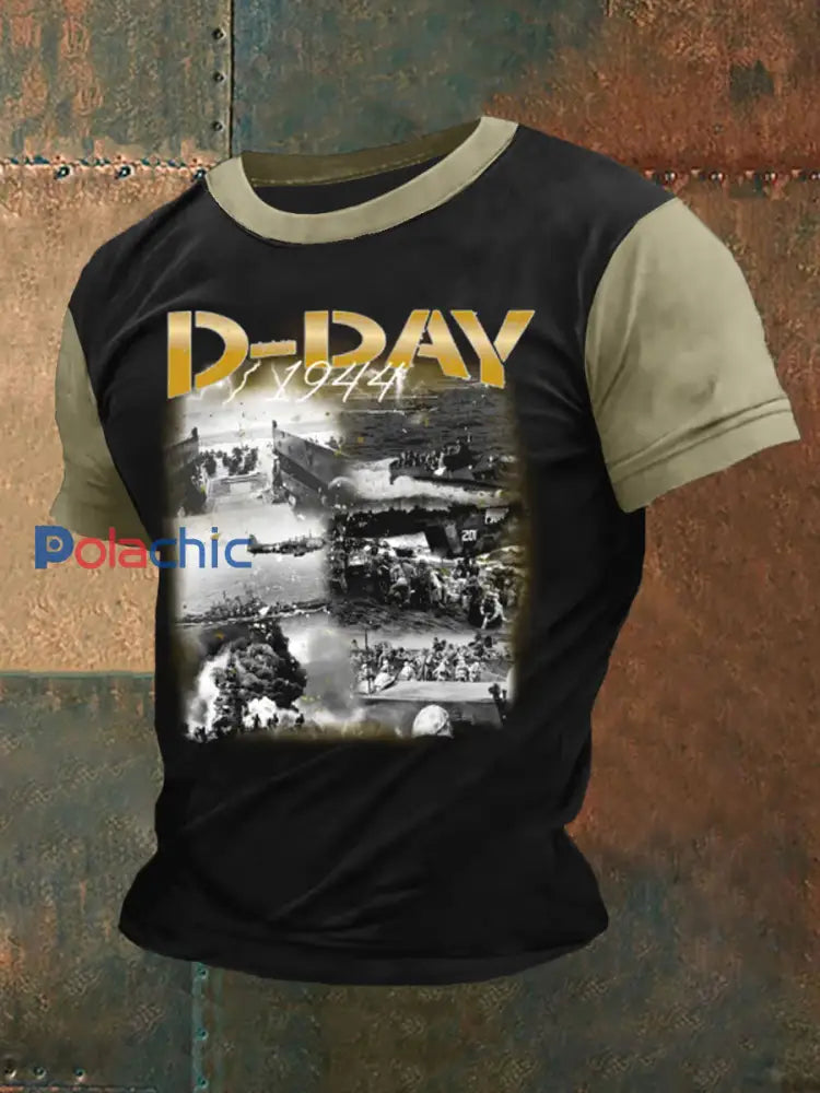 T-shirt du jour J pour hommes 1944 Normandie Battle Military History T-Shirt Noir / S