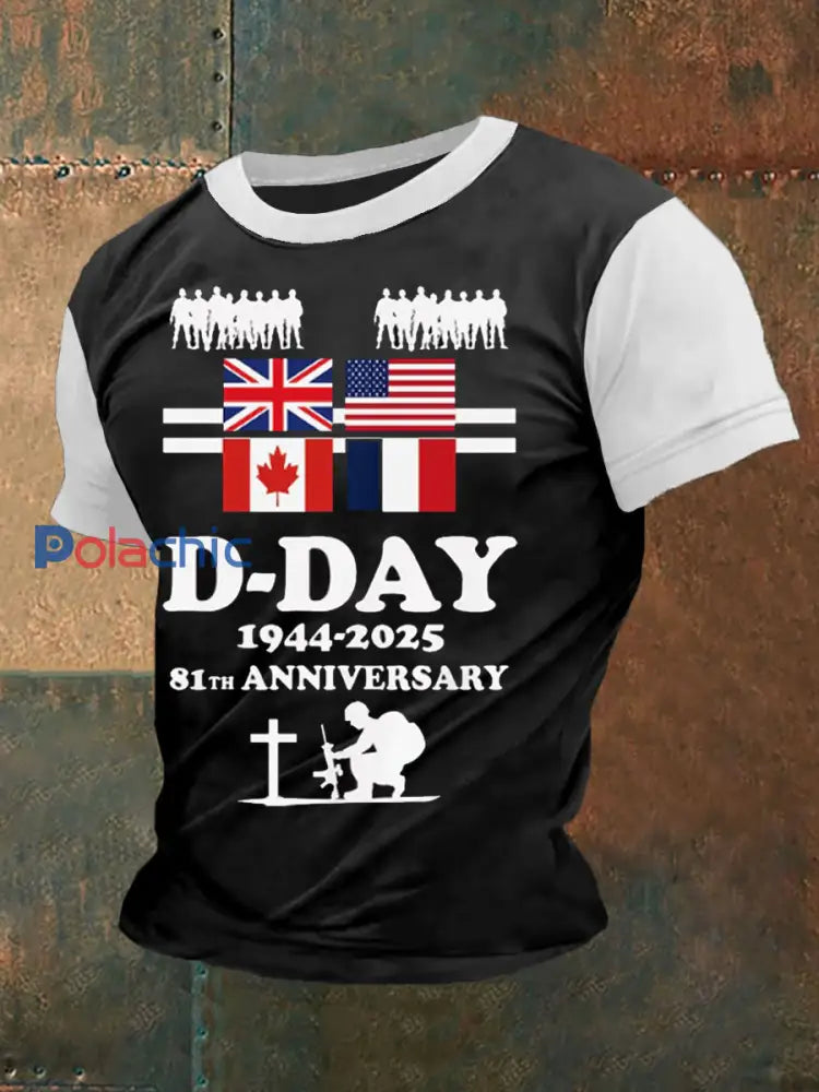 T-shirt du jour J pour hommes 1944 Normandie Battle Military History T-Shirt Noir / S