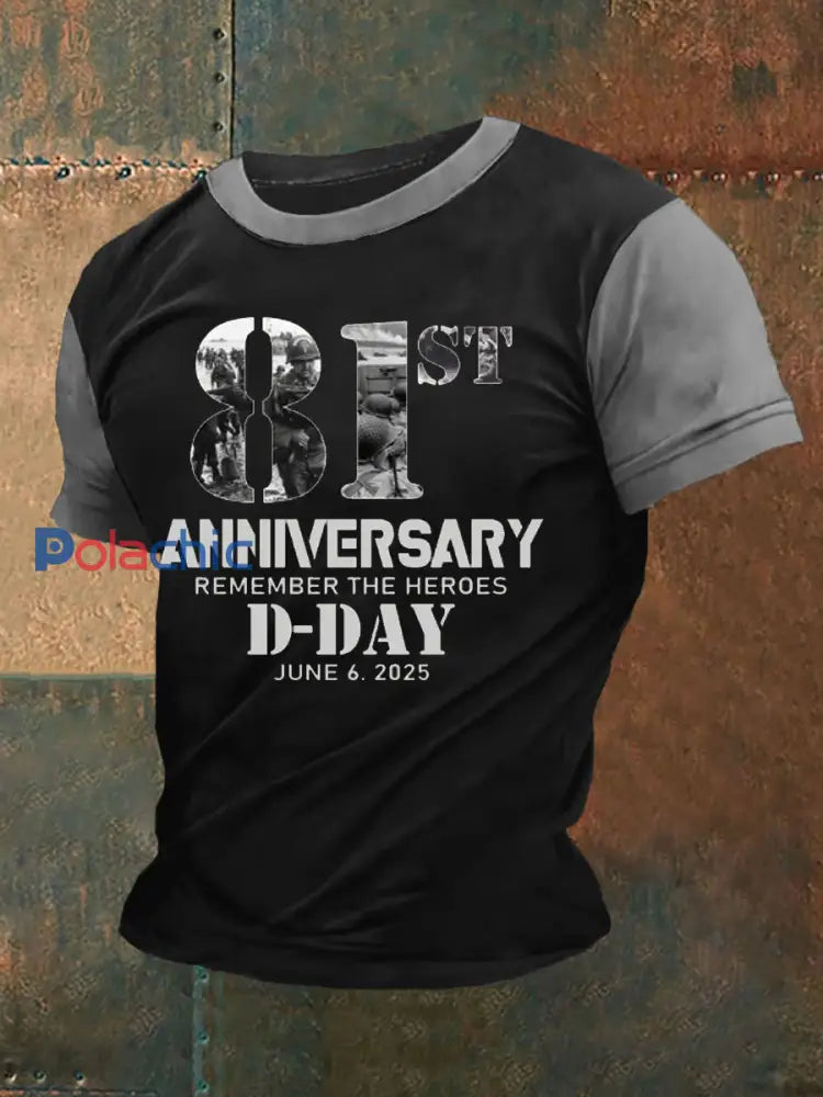 T-shirt du jour J pour hommes 1944 Normandie Battle Military History T-Shirt Noir / S