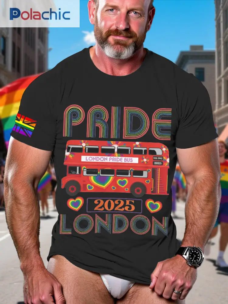 T-shirt du mois de la fierté de Londres pour homme Noir / S