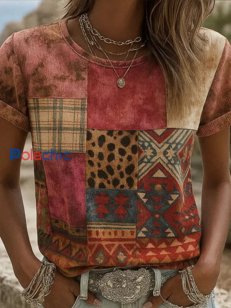 T-shirt en coton imprimé animal avec ruban de cancer du sein pour femmes A / S