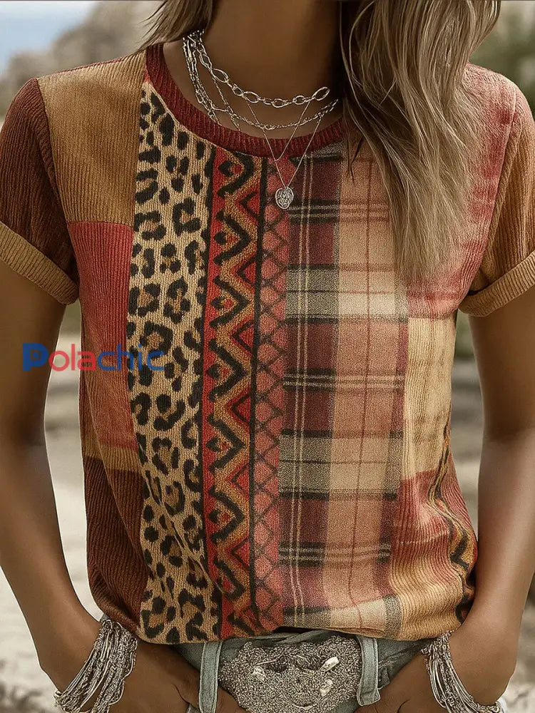 T-shirt en coton imprimé animal avec ruban de cancer du sein pour femmes A / S