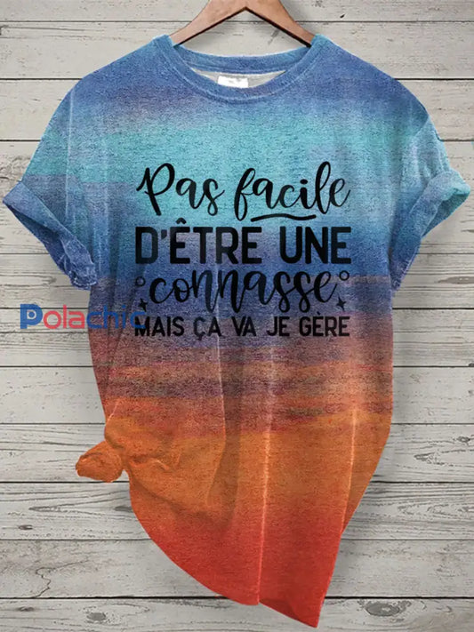 T-shirt Femme French Quote Tie Dye Print comme image / S