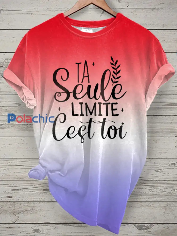 T-shirt Femme French Quote Tie Dye Print Rouge / S