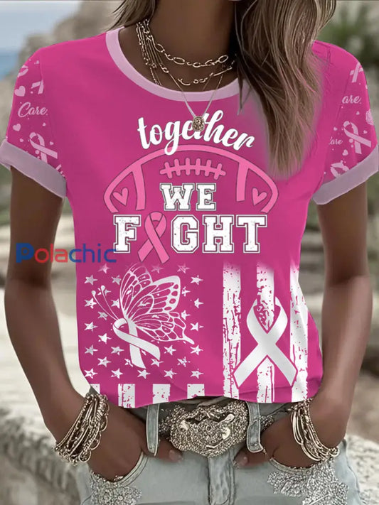 T shirt Femme Rose Cancer Du Sein Imprimé comme image / S