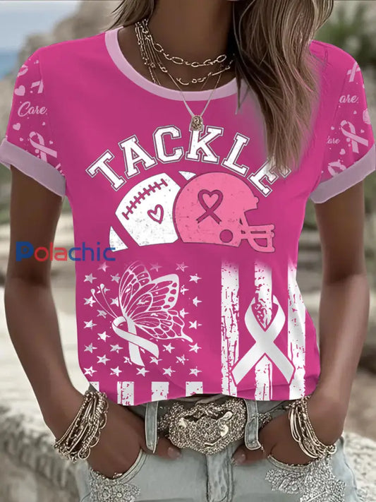 T shirt Femme Rose Cancer Du Sein Imprimé comme image / S