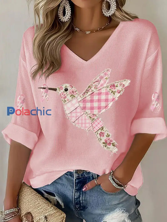 T shirt Femme Rose Imprimé Colibri Rose / S