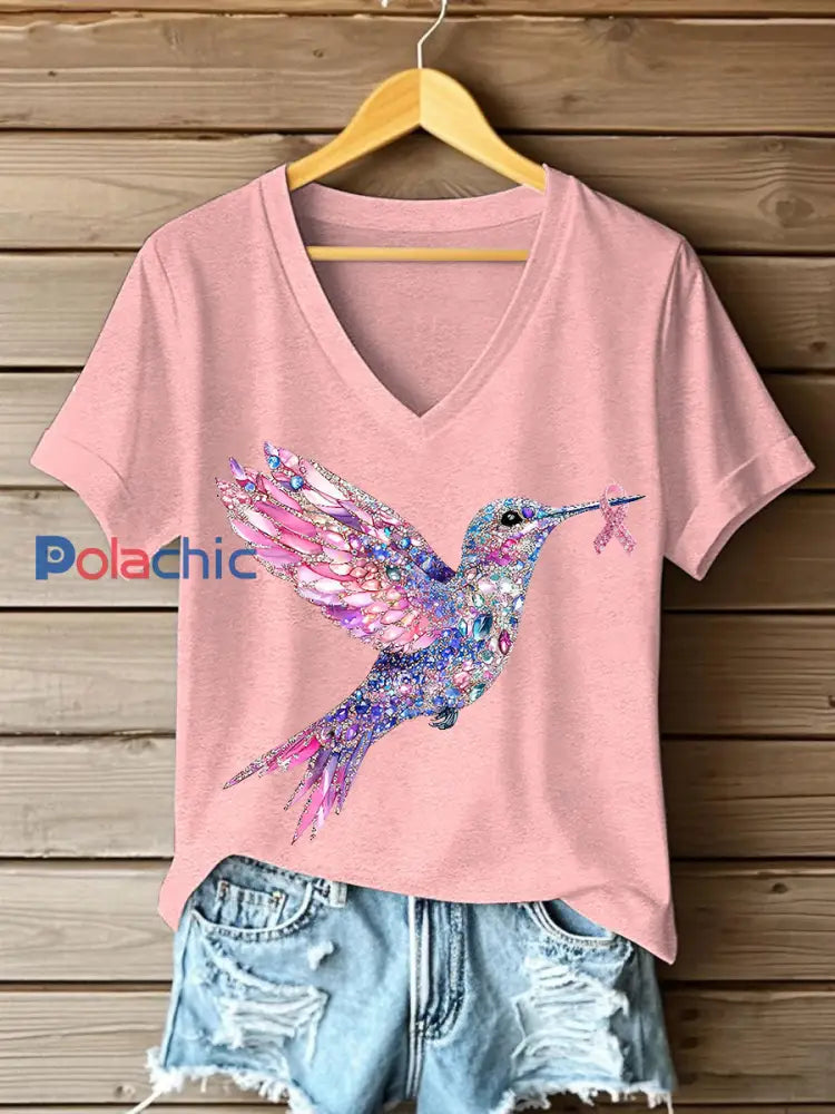 T shirt Femme Rose Imprimé Colibri Rose / S