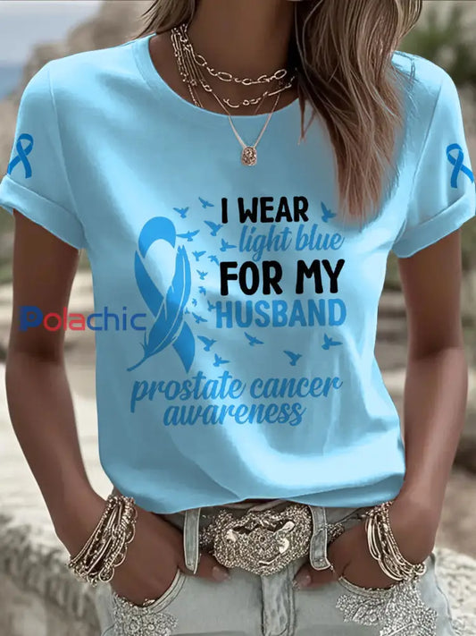 T shirt femme sensibilisation au cancer de la prostate Bleu clair / S