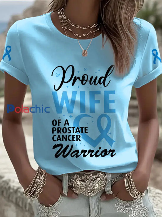 T shirt femme sensibilisation au cancer de la prostate Bleu clair / S