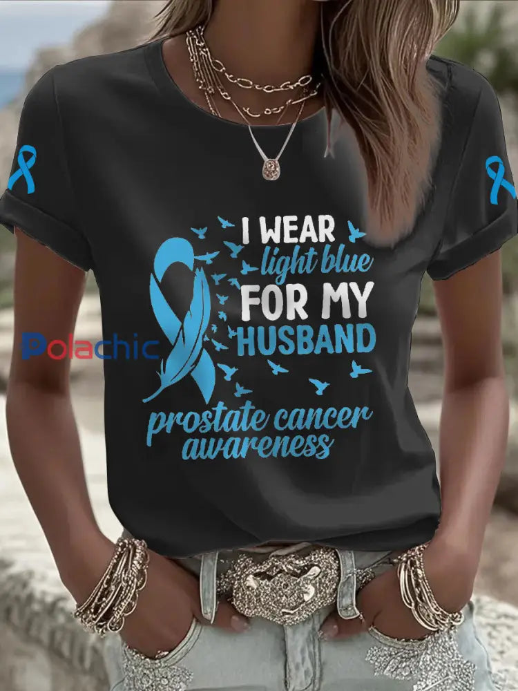 T shirt femme sensibilisation au cancer de la prostate Noir / S