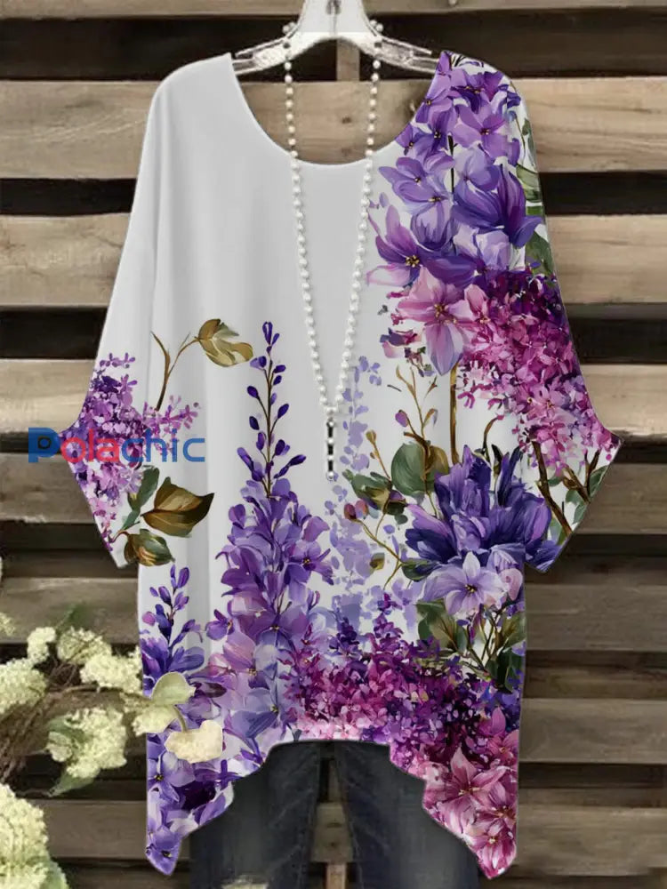 T shirt Femme Violet Flora Art Print comme image / S