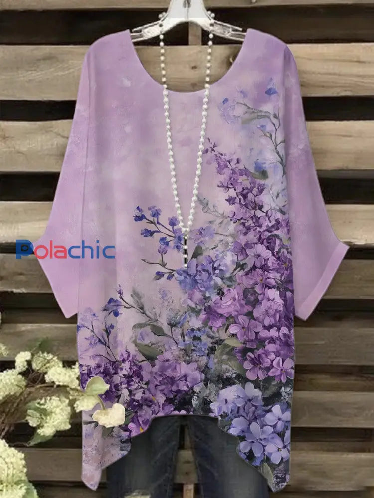 T shirt Femme Violet Flora Art Print comme image / S