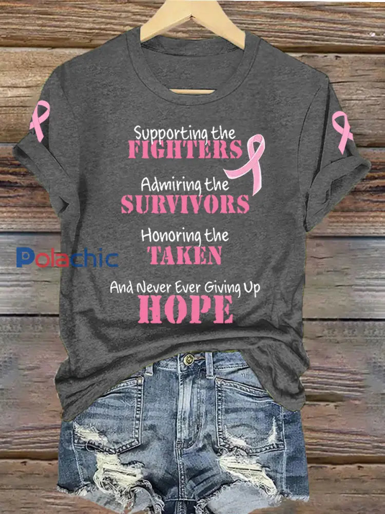 T-shirt Fighter Survivor Taken Hope Brest Cancer pour femme Gris foncé / S