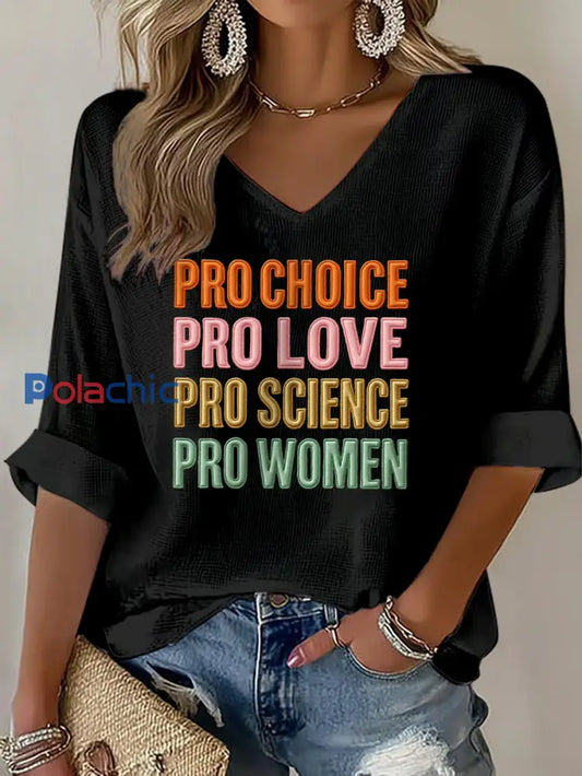 T shirt gaufré imprimé Pro Choice Femme Noir / S