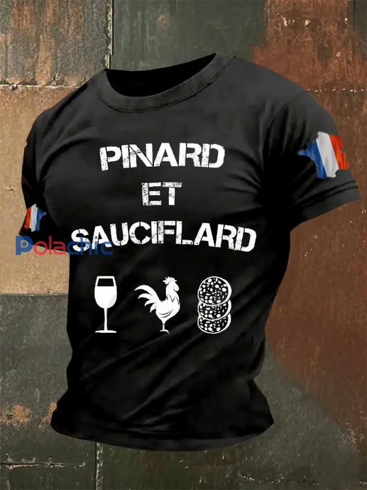T Shirt Homme Vin Français Imprimé comme image / S