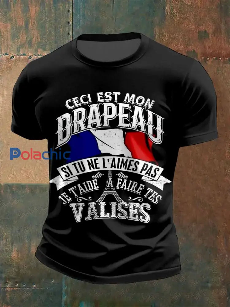 T Shirt Homme Vintage Imprimé Français comme image / S